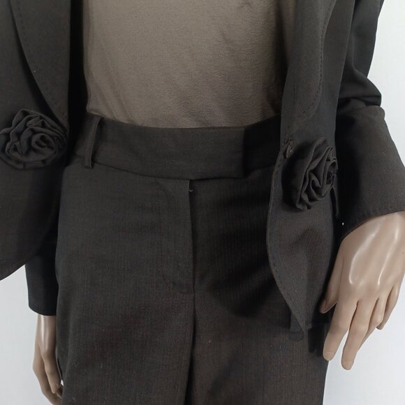 ANNE KLEIN Pantsuit Rosette Snap Flare Leg 10 - Picture 5 of 6